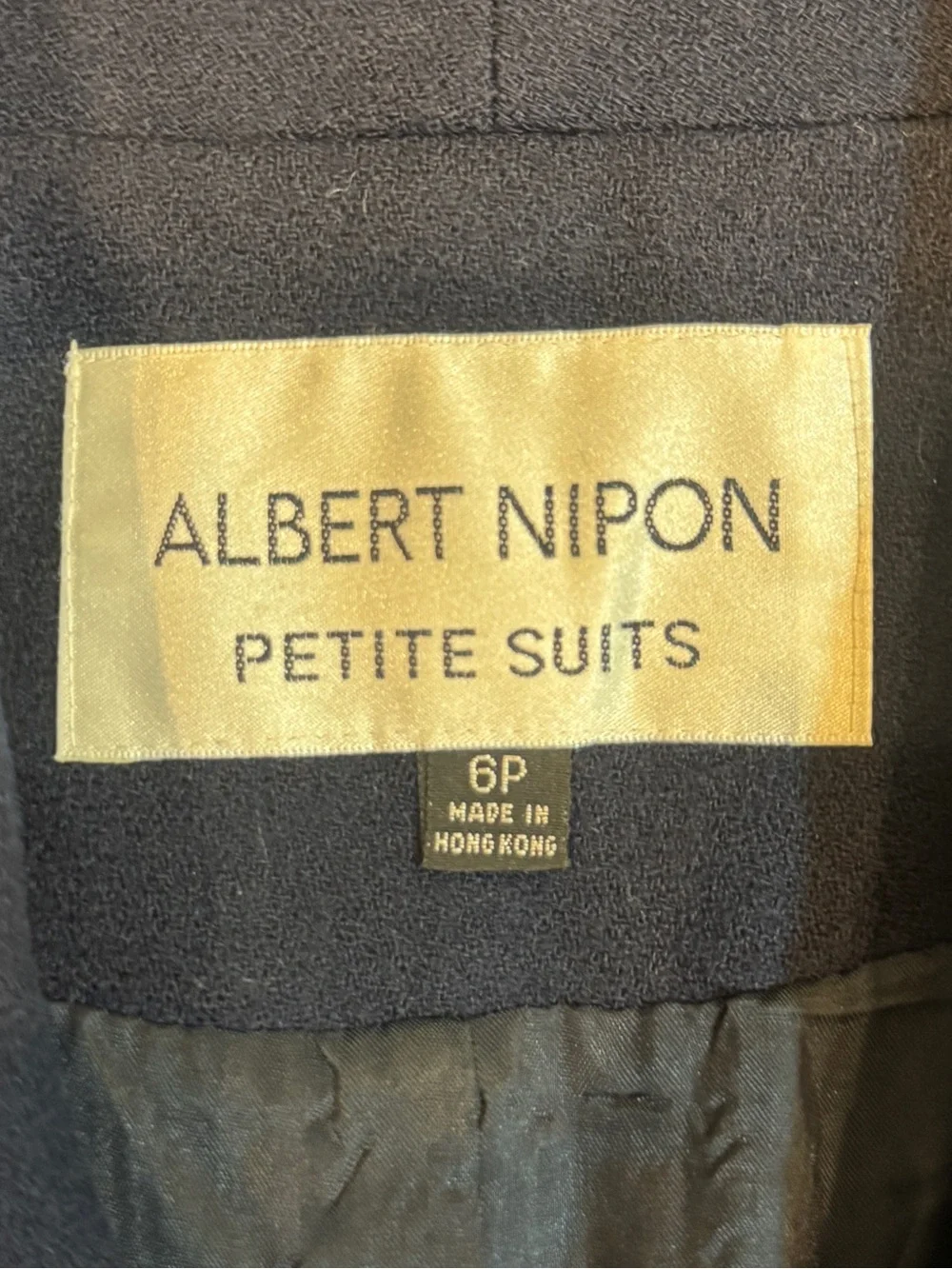 Albert Nipon Navy Blue Wool Tailored Women's Blazer w Textured Trim Size Small